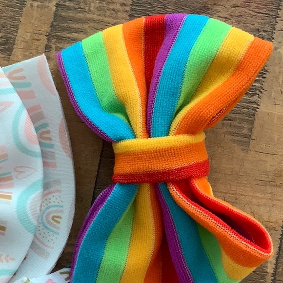New Set of 3 Rainbow Kids Clothe Hair Bows - Picture 2 of 4